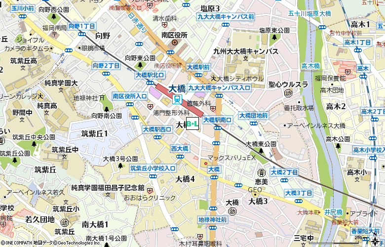 池田コンタクト　大橋駅前店付近の地図